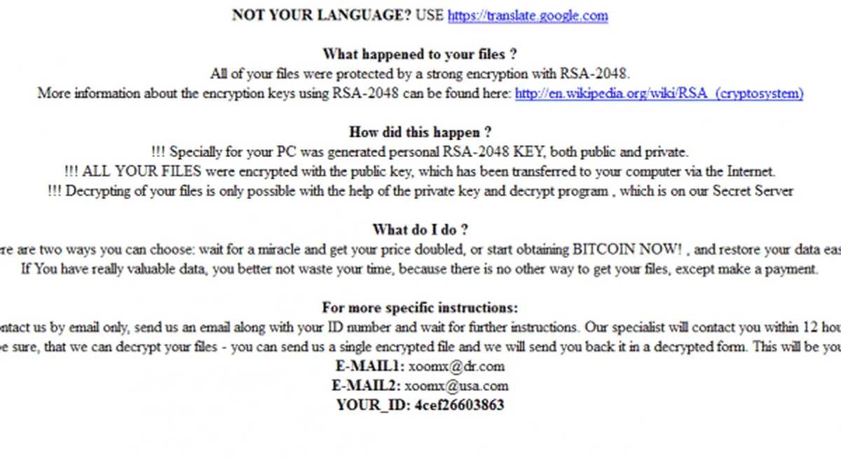 CryptMix ransomware ransom note