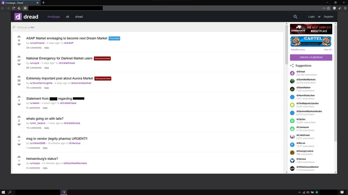 Dread Forum: The Dark Web's Reddit Alternative