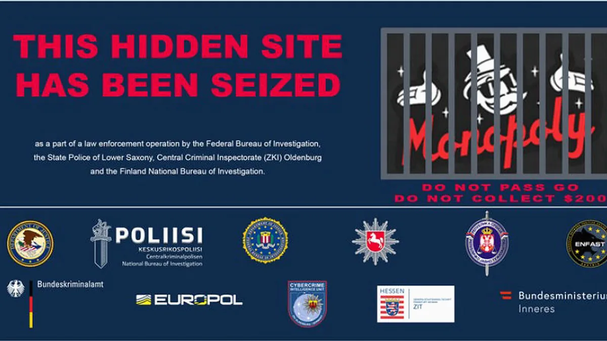 Seizure banner placed on Monopoly Market infrastructure by German and international police